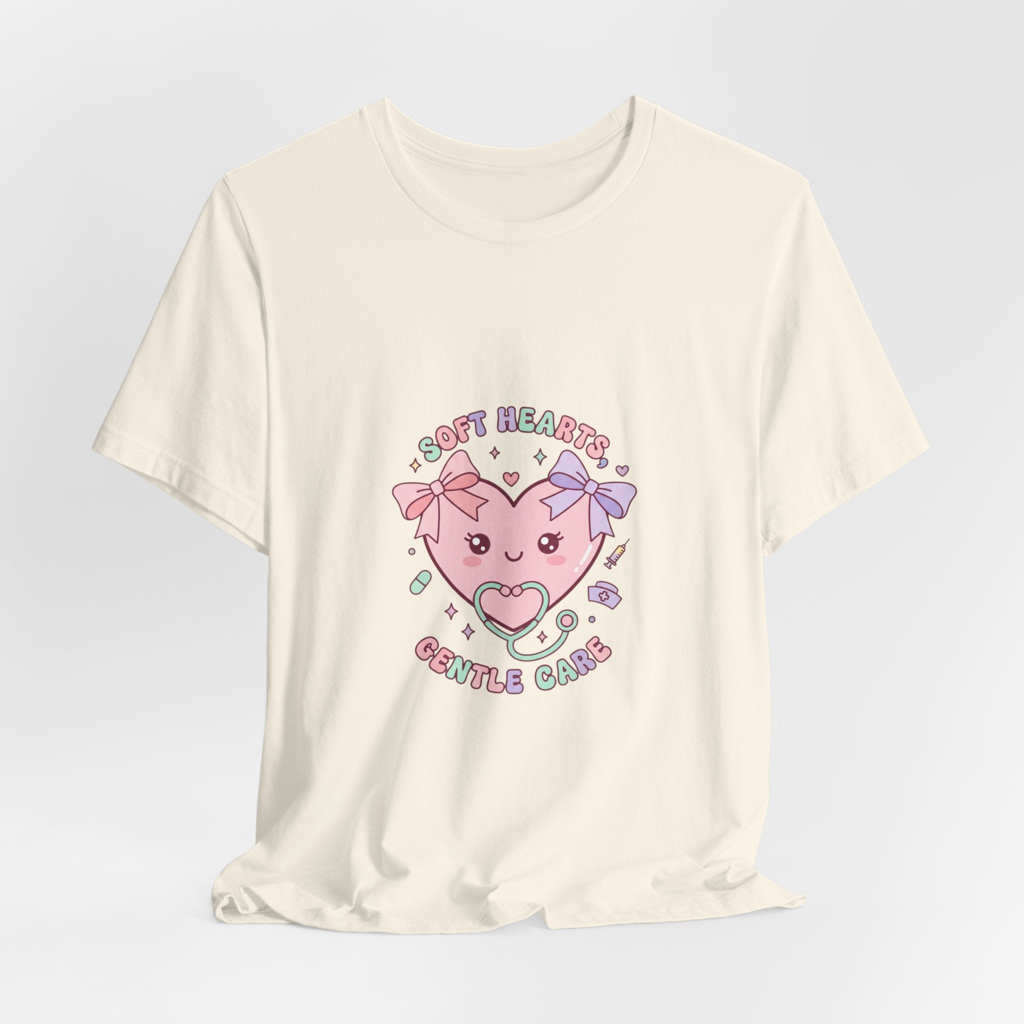 Kawaii Nurse Heart Tee | pastel healthcare design, coquette medical shirt Navy