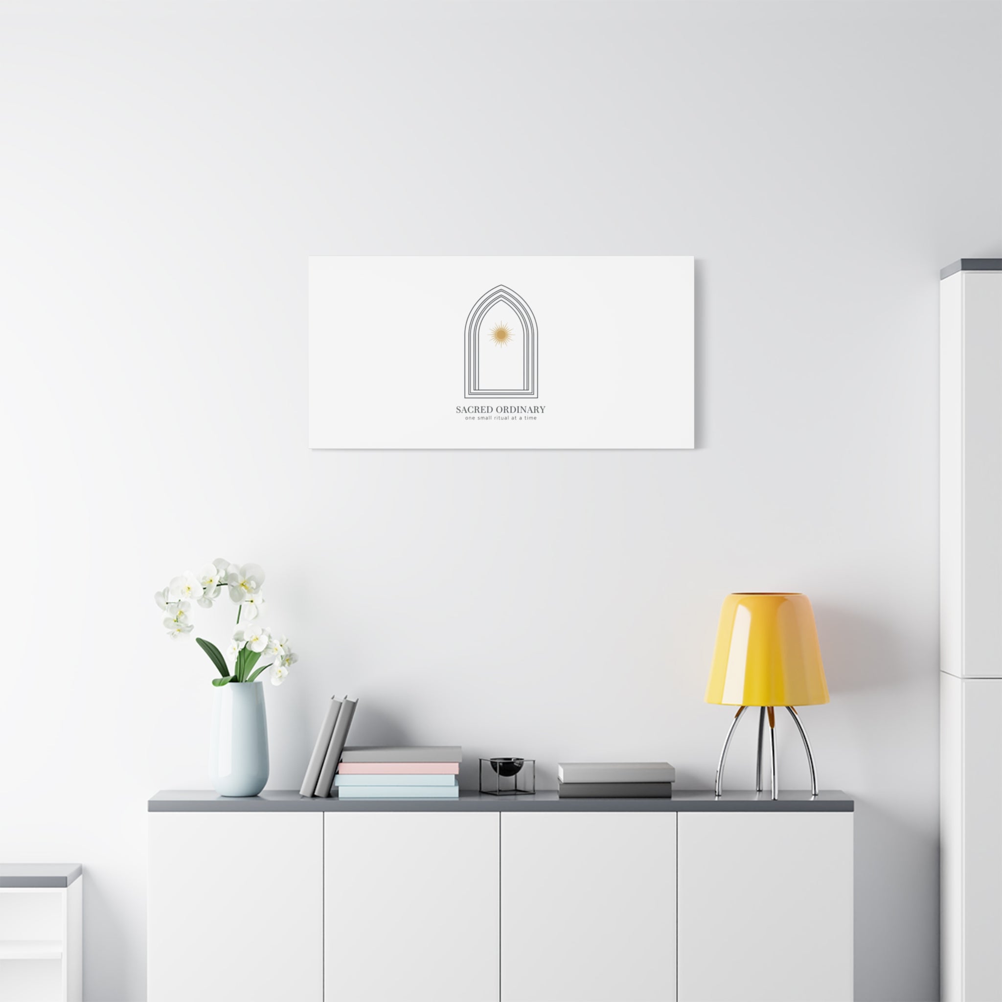Sacred Ordinary Gothic Arch Canvas | Minimal Scripture Art, Quiet Luxury