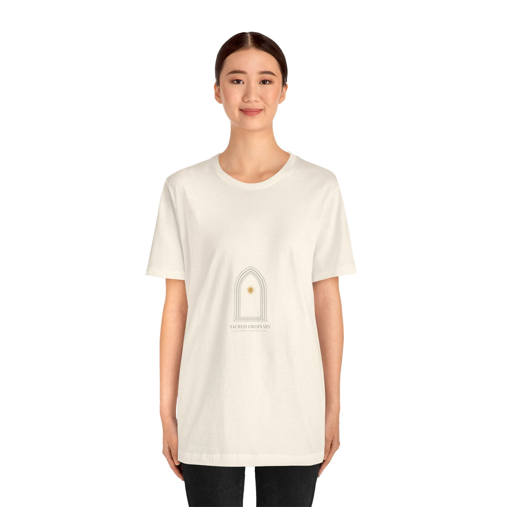 Gothic Arch Minimal Tee | Monastic Minimalism, serene typography Navy