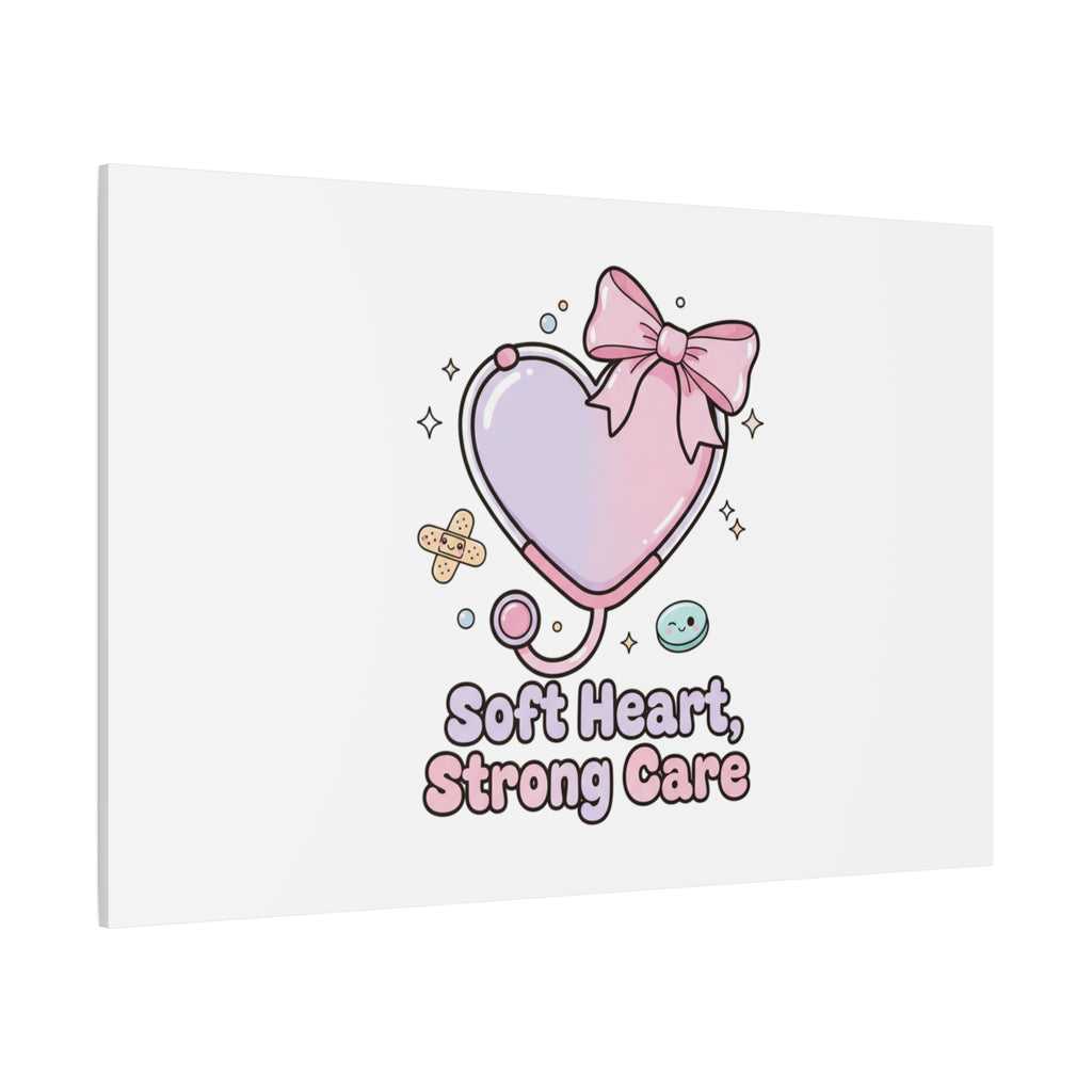 Soft Heart Strong Care Canvas, Pastel Cute Nurse Medical Art | Coquette Healthcare 36" x 36" 1.25"