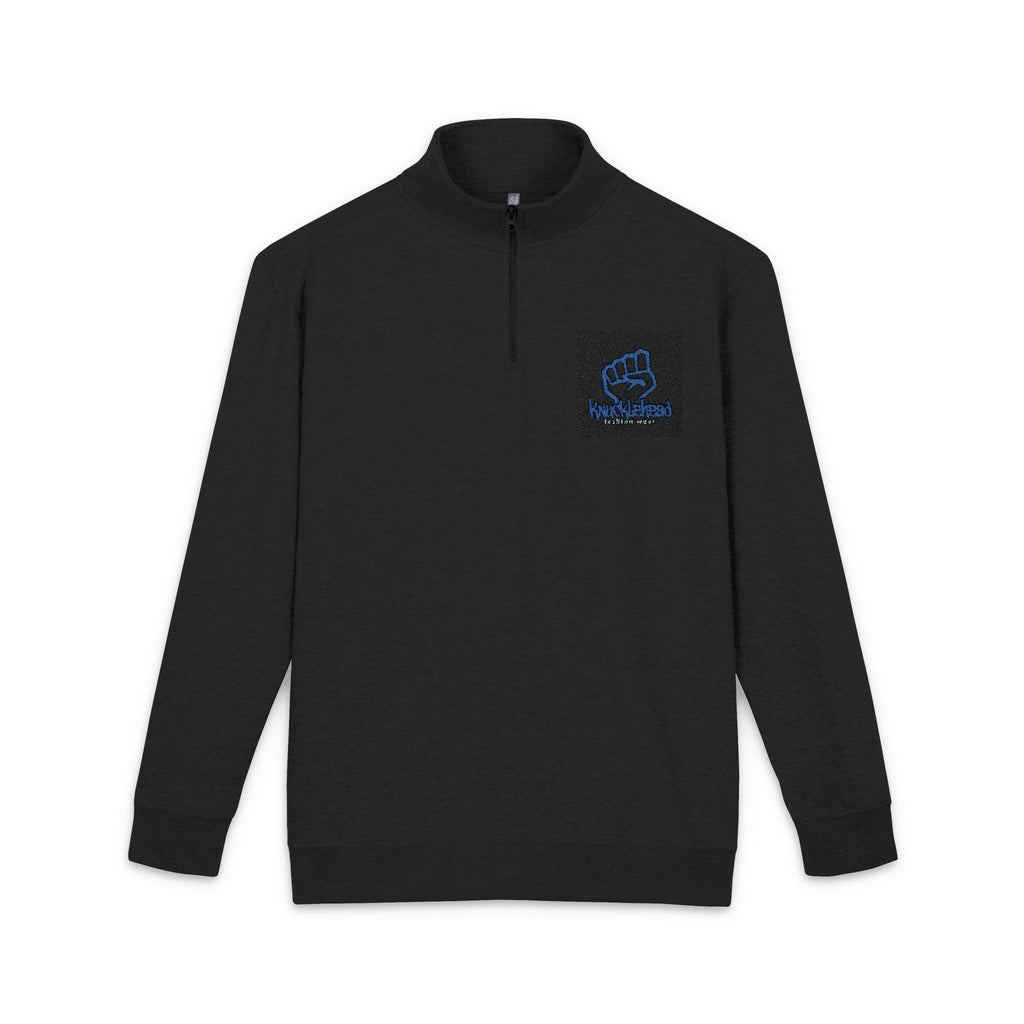 Embroidered Blue Rose Fleece Pullover â Cozy Quarter-Zip Sweatshirt