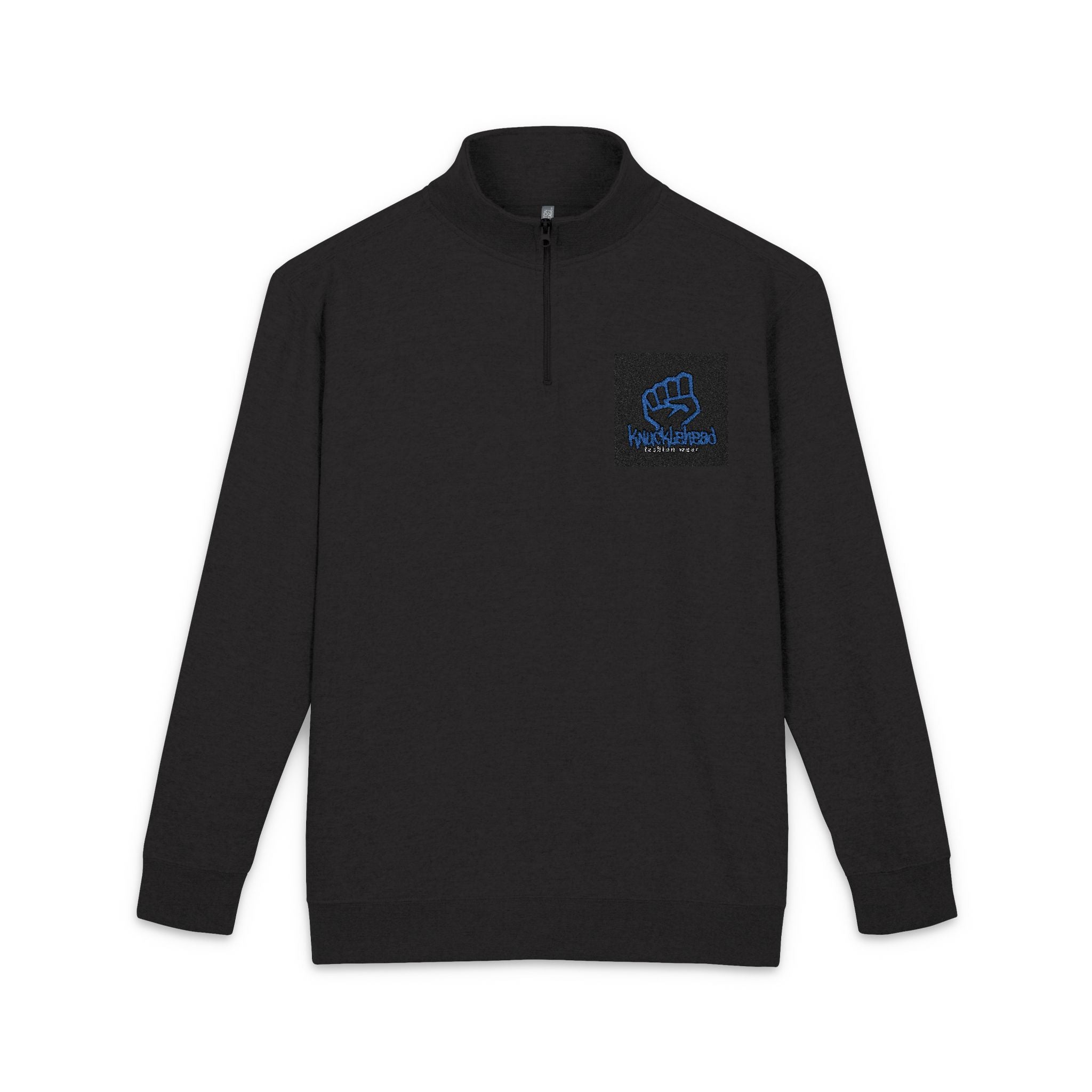 Embroidered Blue Rose Fleece Pullover â Cozy Quarter-Zip Sweatshirt
