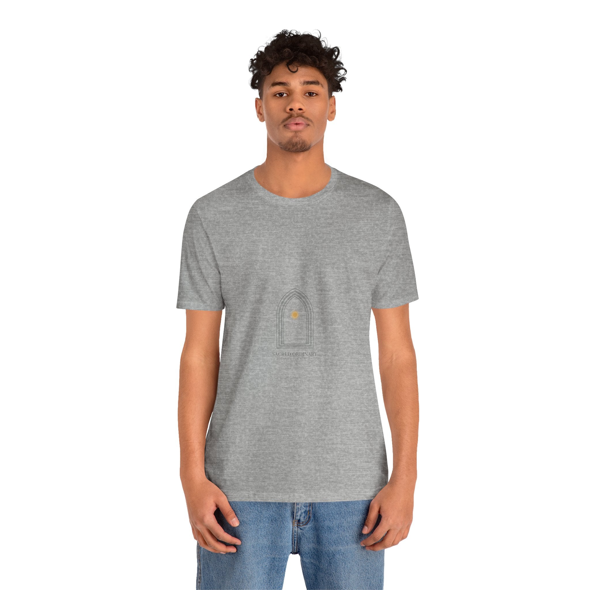 Gothic Arch Minimal Tee | Monastic Minimalism, serene typography Navy
