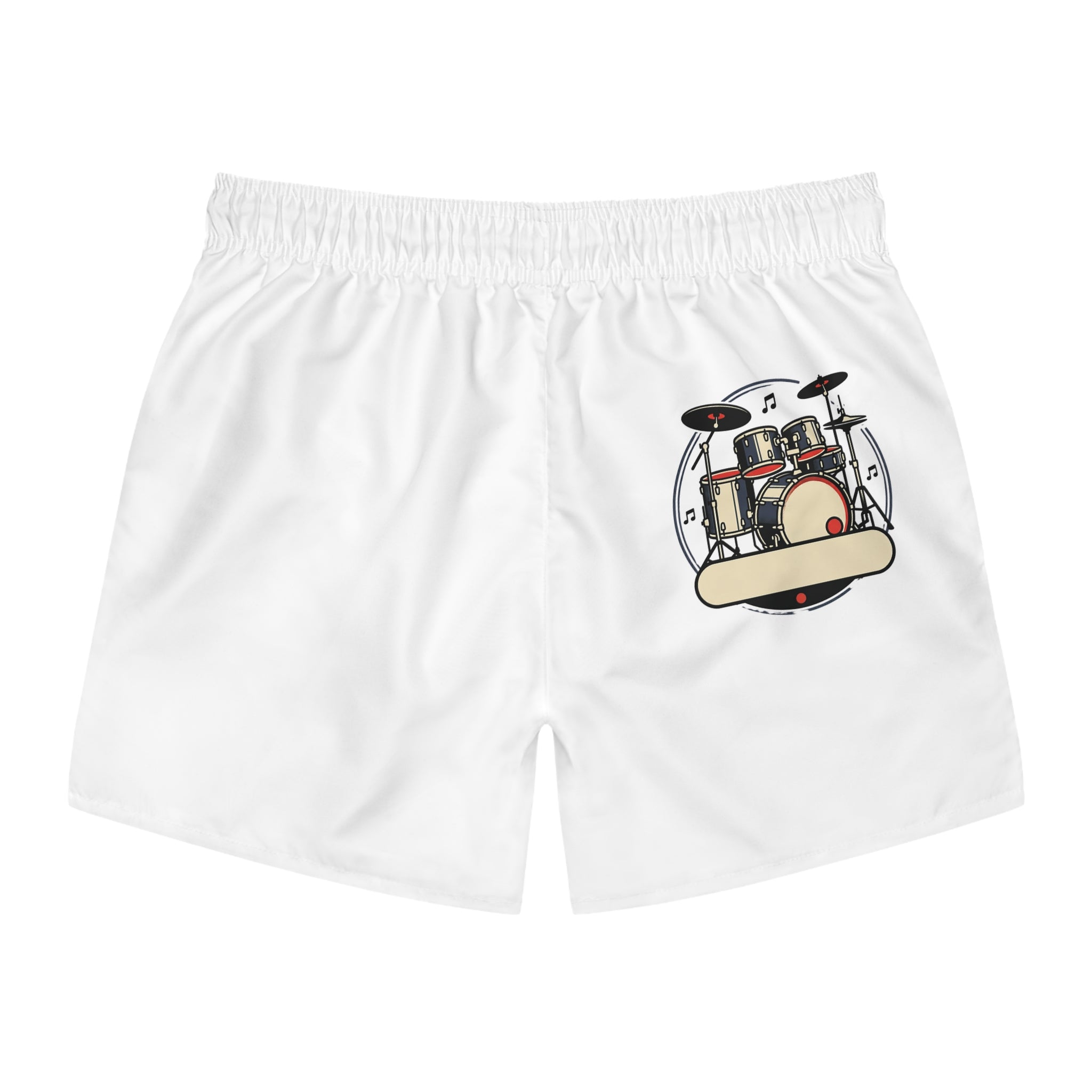 Drummer Drum Kit Swim Trunks — Musician Beach Shorts L Seam thread color automatically matched to design