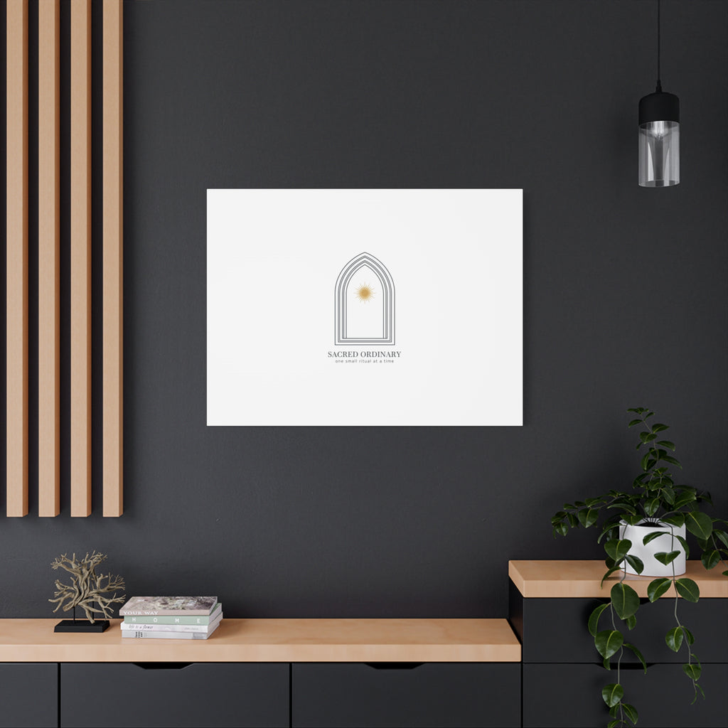 Sacred Ordinary Gothic Arch Canvas | Minimal Scripture Art, Quiet Luxury