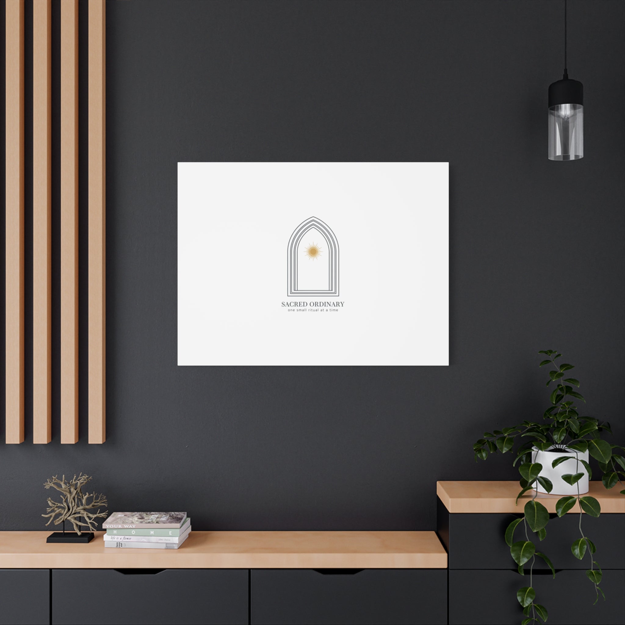 Sacred Ordinary Gothic Arch Canvas | Minimal Scripture Art, Quiet Luxury