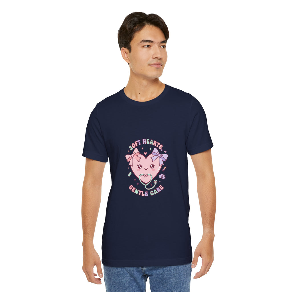 Kawaii Nurse Heart Tee | pastel healthcare design, coquette medical shirt Navy