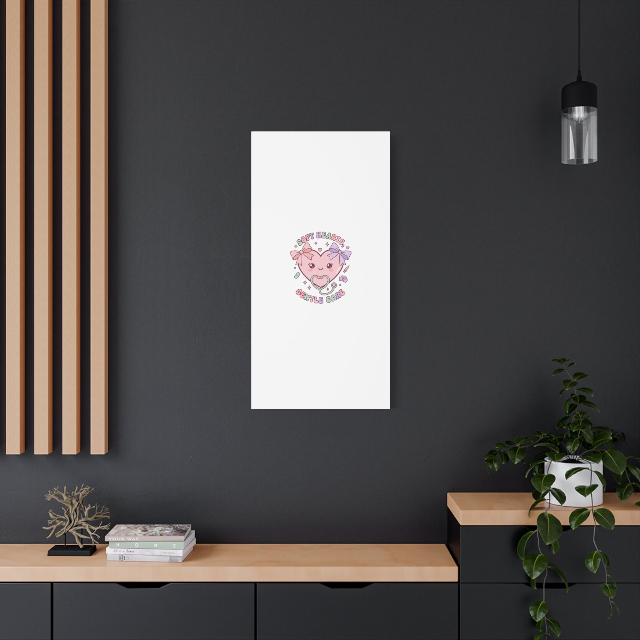 Soft Hearts Gentle Care Canvas, Cute Nurse Graphic | Pastel Coquette Medical Art 36" x 36" 1.25"