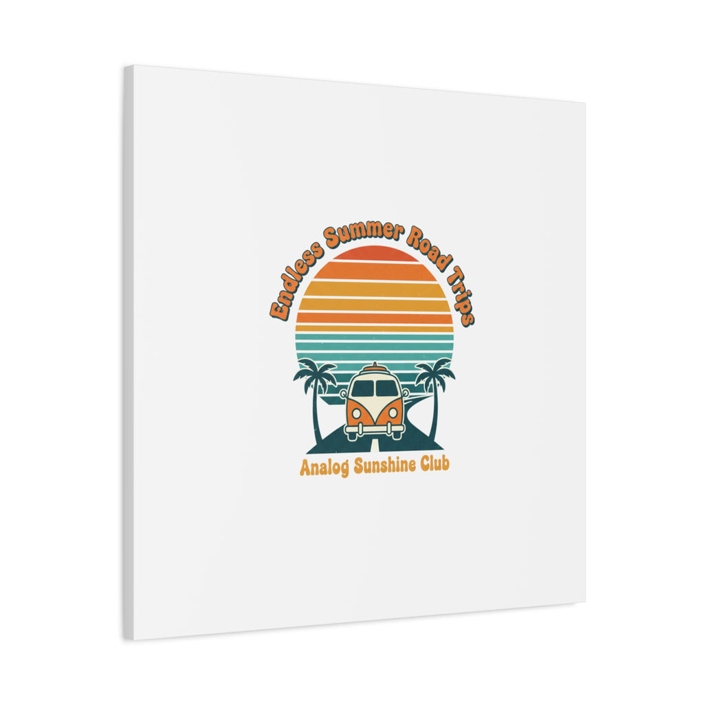 Endless Summer Road Trips Canvas | 1970s Sunset, Retro Surf Palm Art 36" x 36" 1.25"