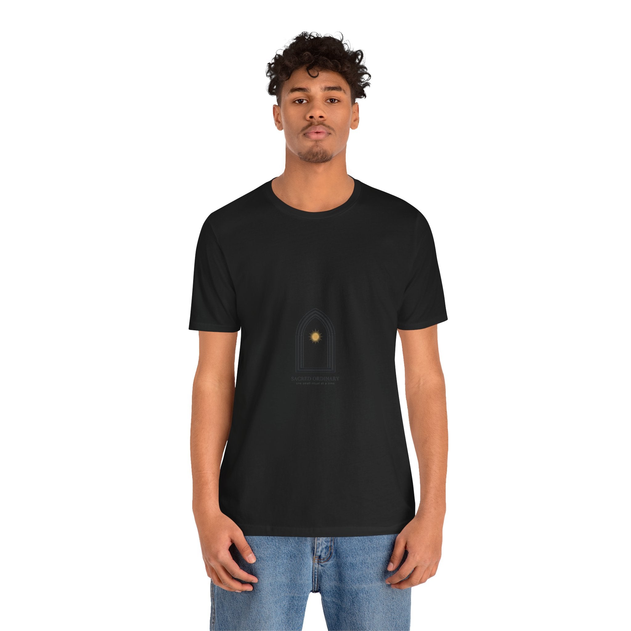 Gothic Arch Minimal Tee | Monastic Minimalism, serene typography Navy