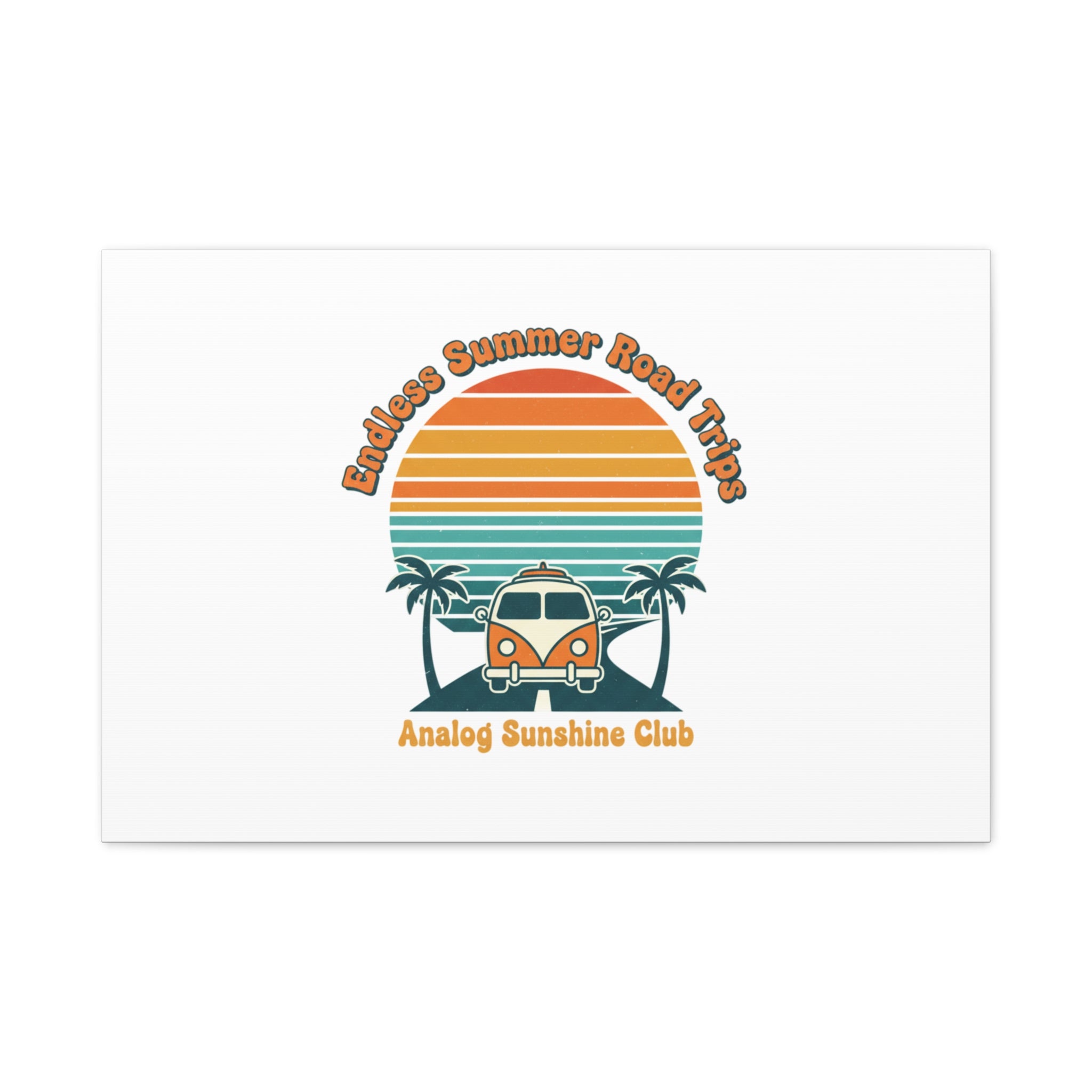 Endless Summer Road Trips Canvas | 1970s Sunset, Retro Surf Palm Art 30″ x 20″ (Horizontal) 1.25"