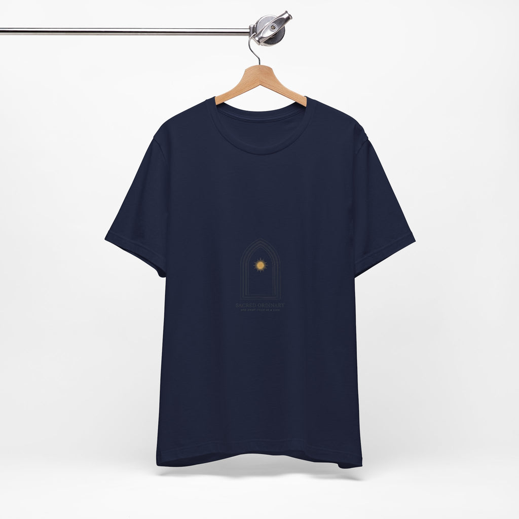 Gothic Arch Minimal Tee | Monastic Minimalism, serene typography Navy