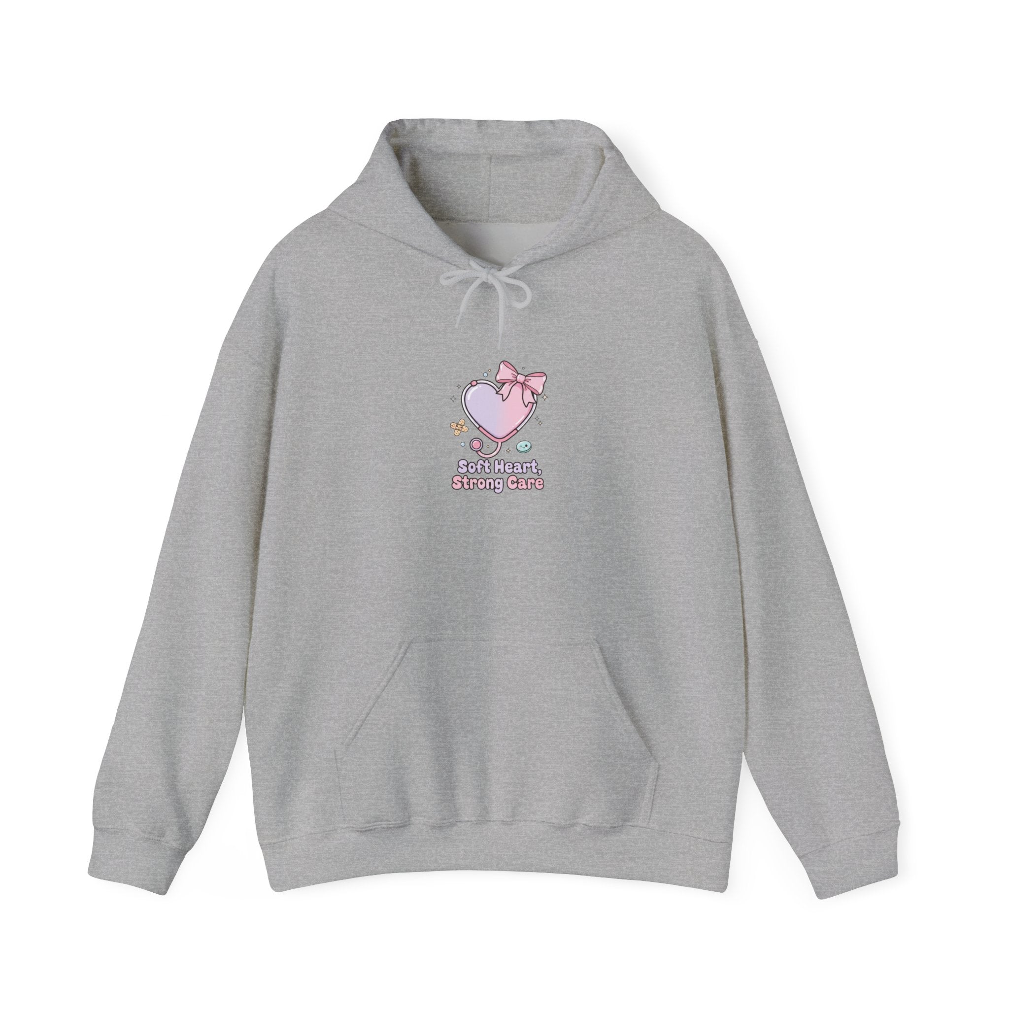 Cute Nurse Heart Graphic Hoodie | pastel coquette medical, kawaii nurse merch Sport Grey