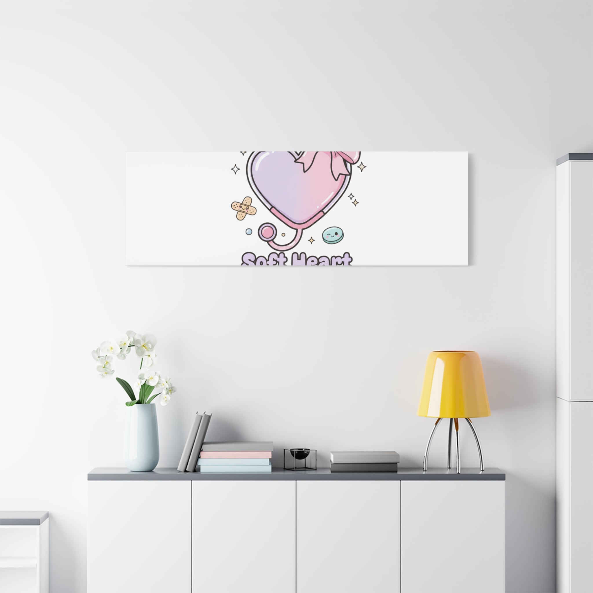 Soft Heart Strong Care Canvas, Pastel Cute Nurse Medical Art | Coquette Healthcare 36" x 36" 1.25"