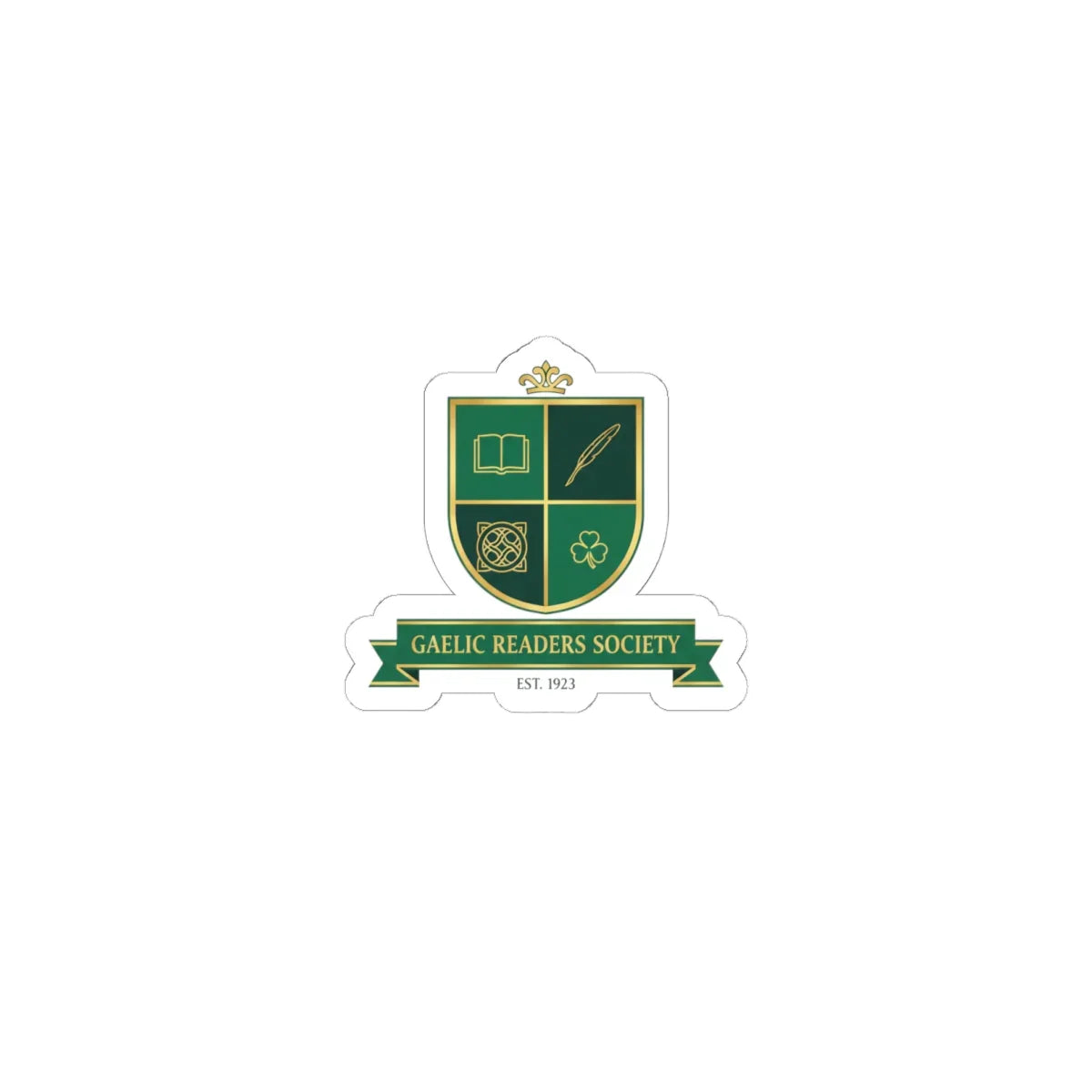 Celtic Crest Sticker | Gaelic serif crest, Celtic knot emblem 6" × 6" White