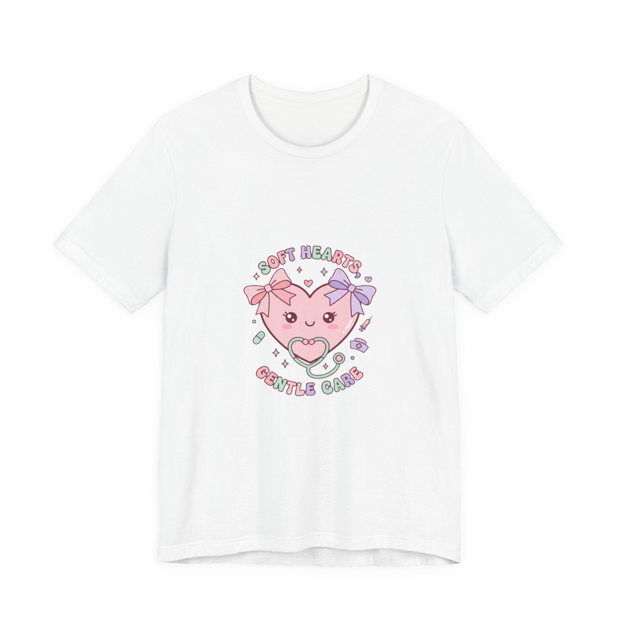 Kawaii Nurse Heart Tee | pastel healthcare design, coquette medical shirt White