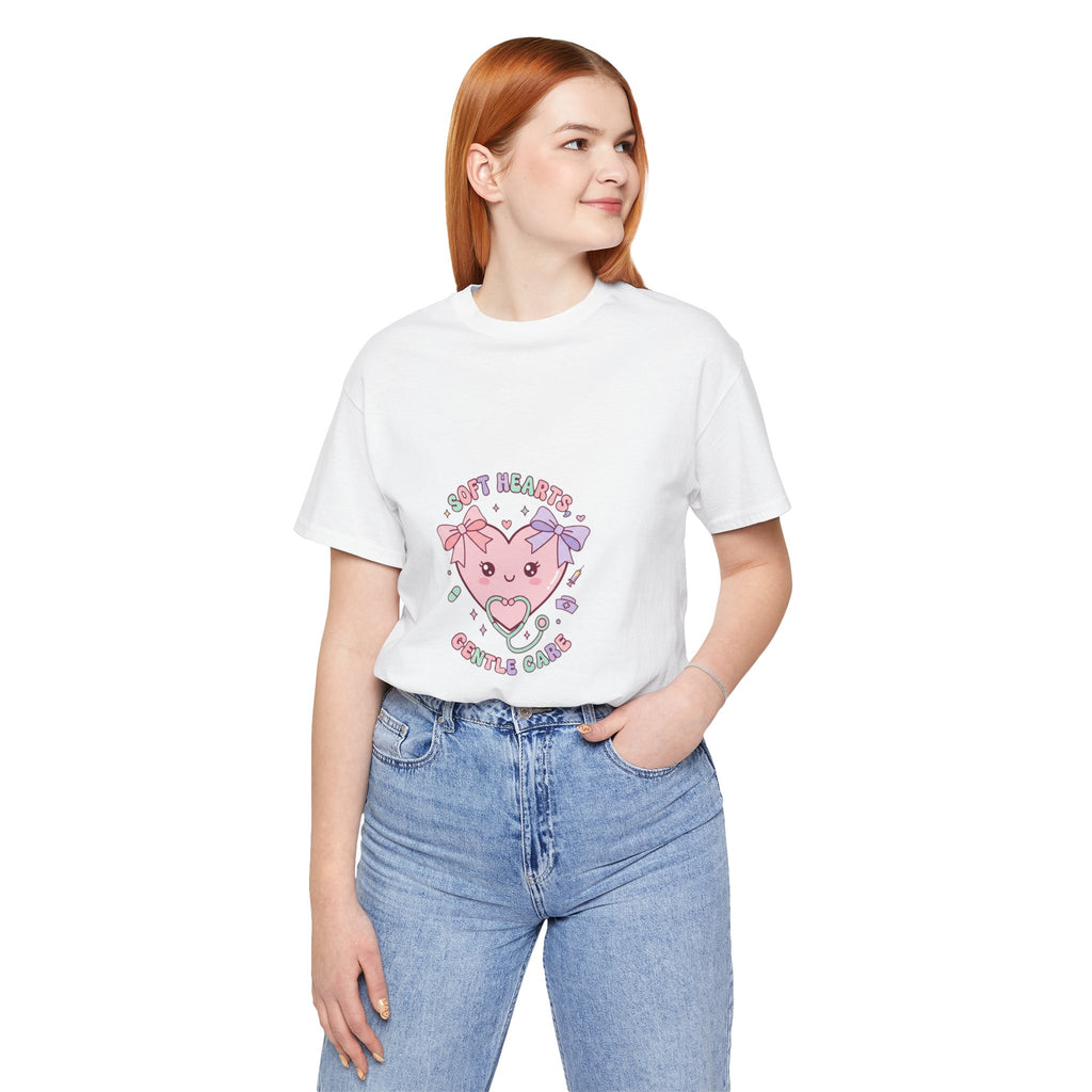 Kawaii Nurse Heart Tee | pastel healthcare design, coquette medical shirt Navy