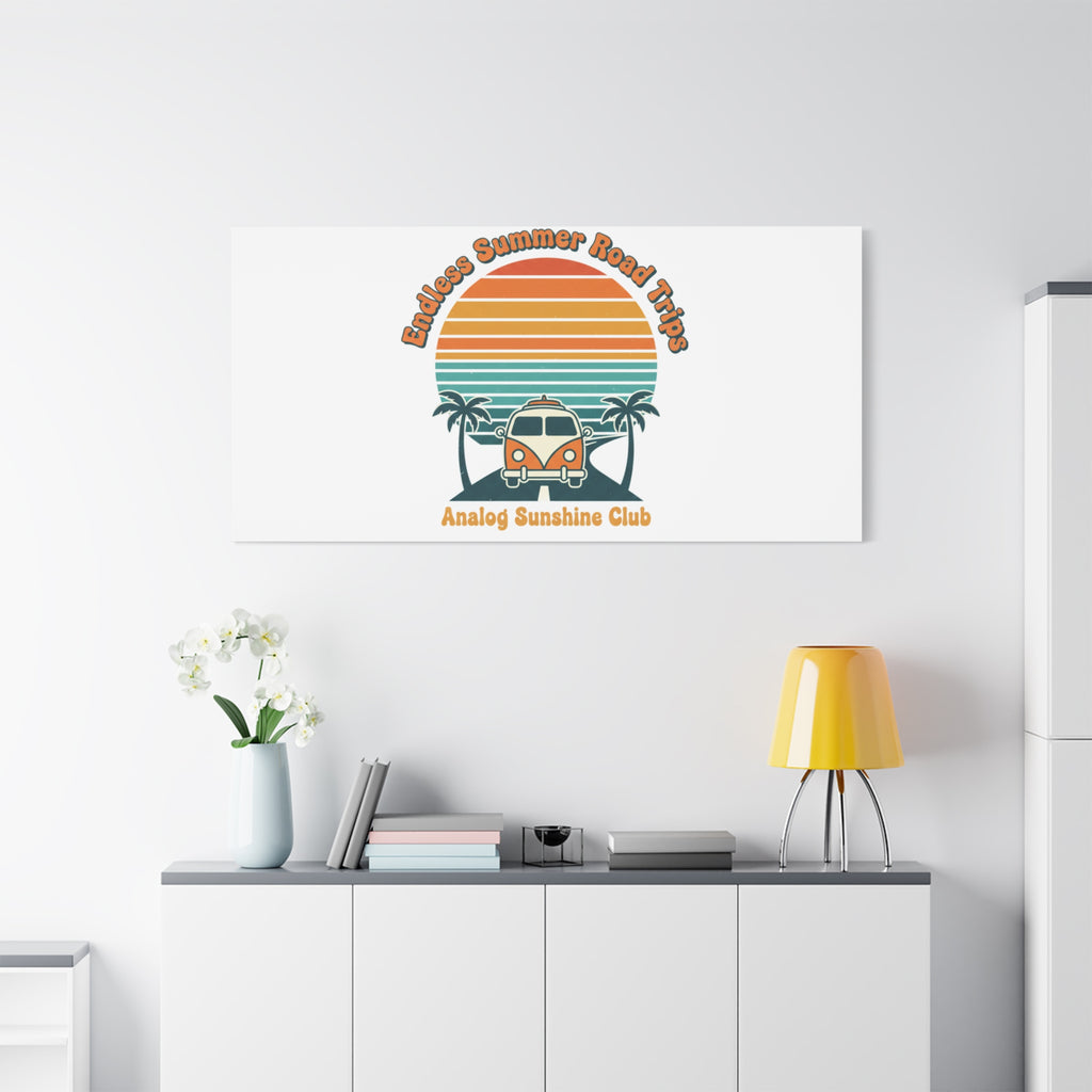 Endless Summer Road Trips Canvas | 1970s Sunset, Retro Surf Palm Art 36" x 36" 1.25"