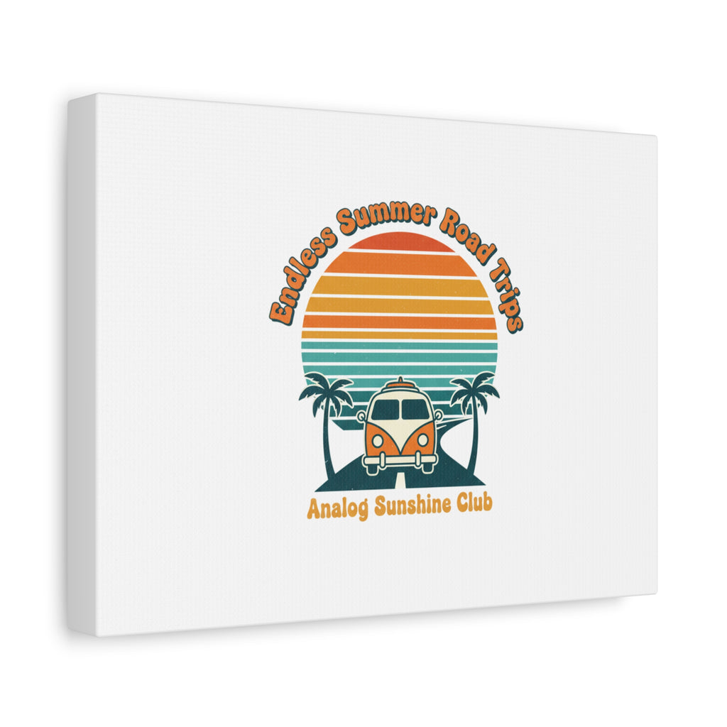 Endless Summer Road Trips Canvas | 1970s Sunset, Retro Surf Palm Art 36" x 36" 1.25"