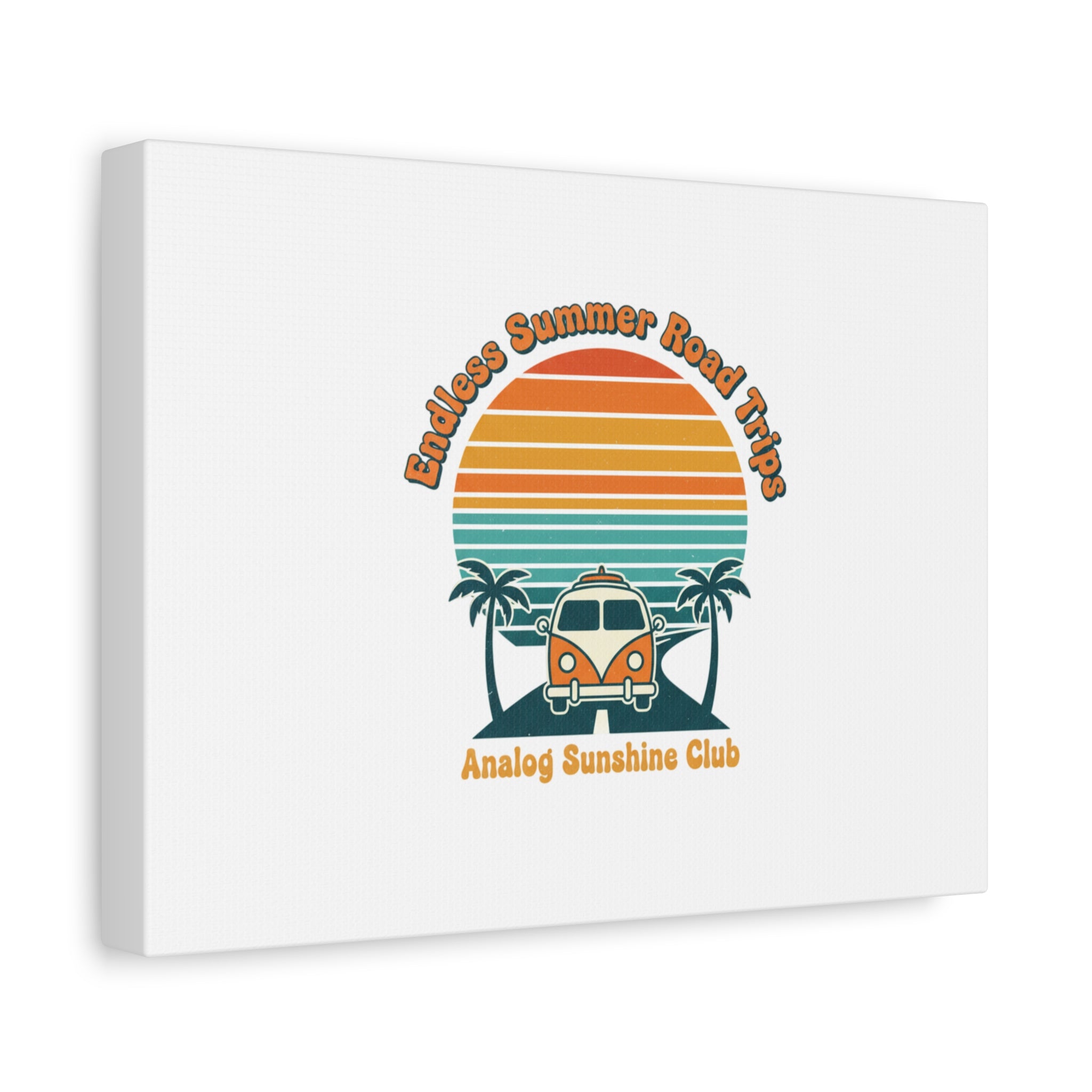 Endless Summer Road Trips Canvas | 1970s Sunset, Retro Surf Palm Art 36" x 36" 1.25"