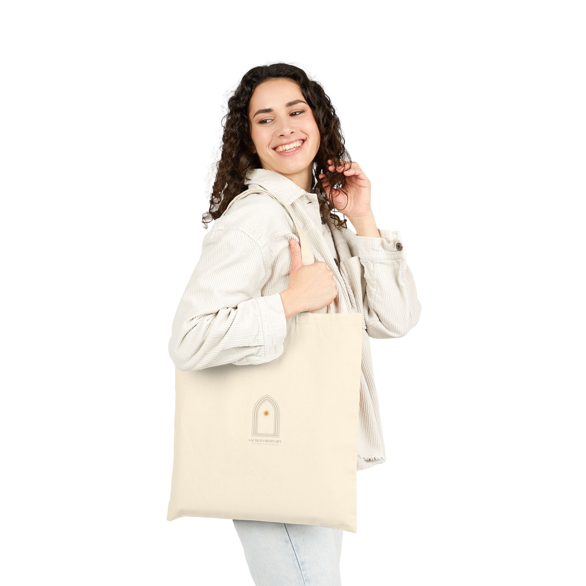 Gothic Arch Minimal Tote | Monastic Minimalism, Scripture Micro-Text