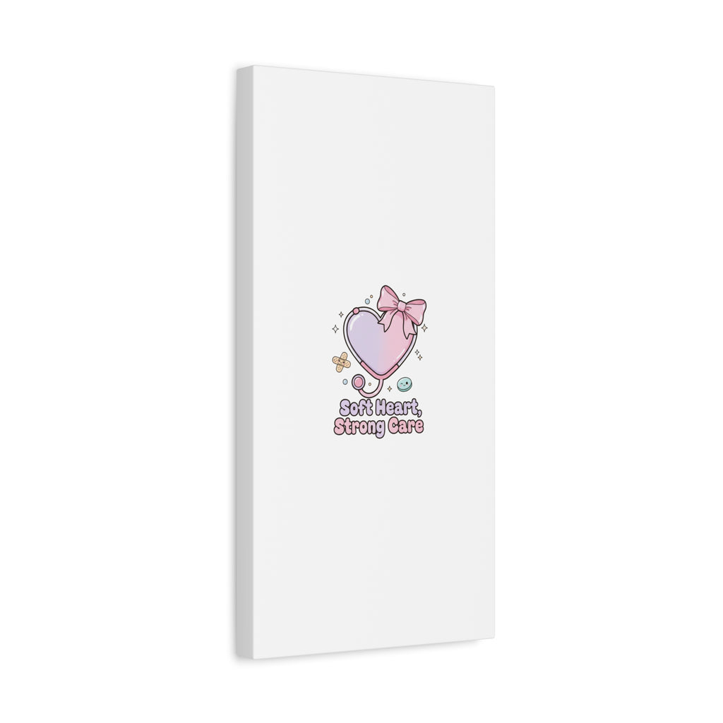 Soft Heart Strong Care Canvas, Pastel Cute Nurse Medical Art | Coquette Healthcare 36" x 36" 1.25"