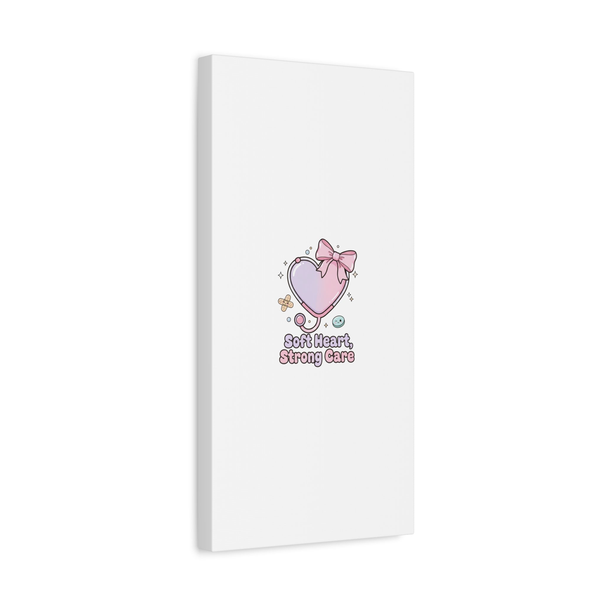 Soft Heart Strong Care Canvas, Pastel Cute Nurse Medical Art | Coquette Healthcare 36" x 36" 1.25"