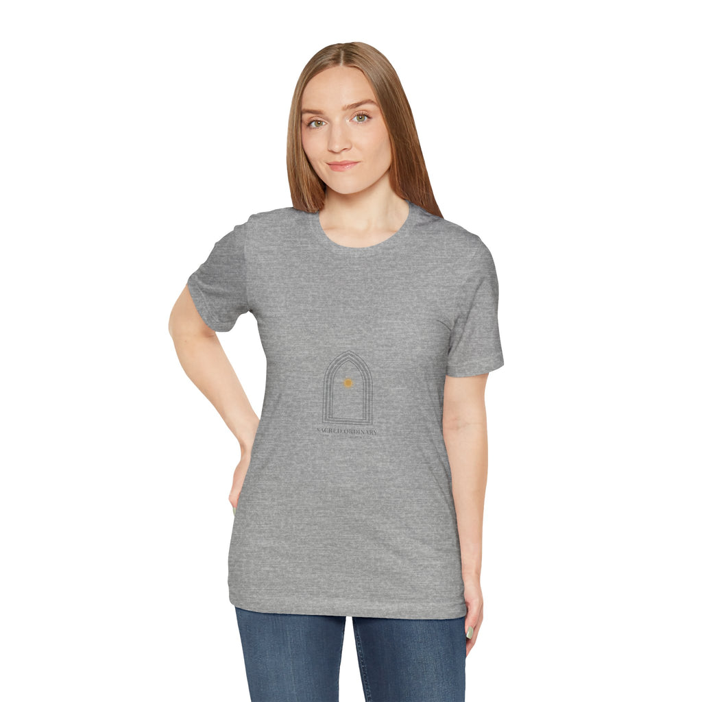 Gothic Arch Minimal Tee | Monastic Minimalism, serene typography Navy