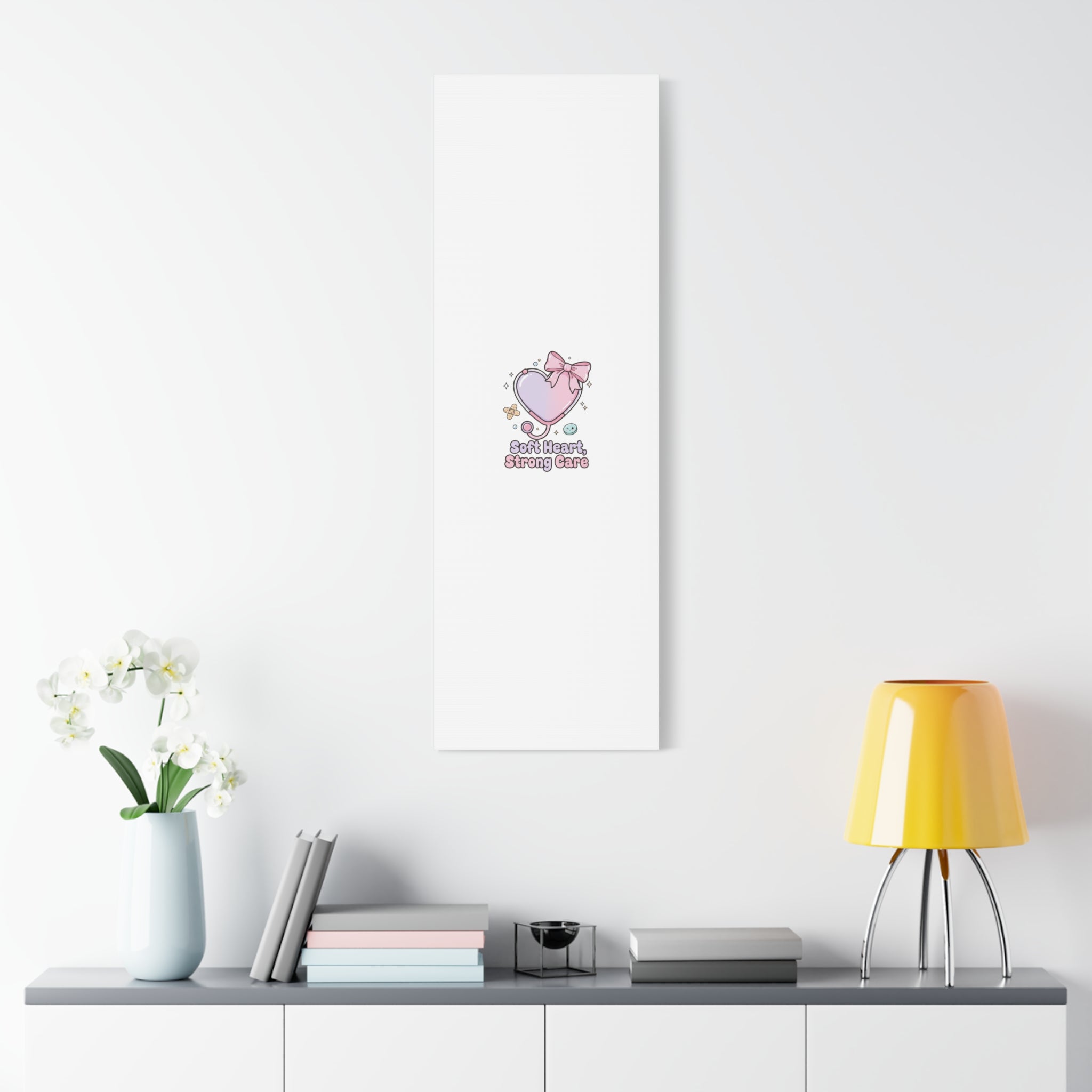 Soft Heart Strong Care Canvas, Pastel Cute Nurse Medical Art | Coquette Healthcare 36" x 36" 1.25"