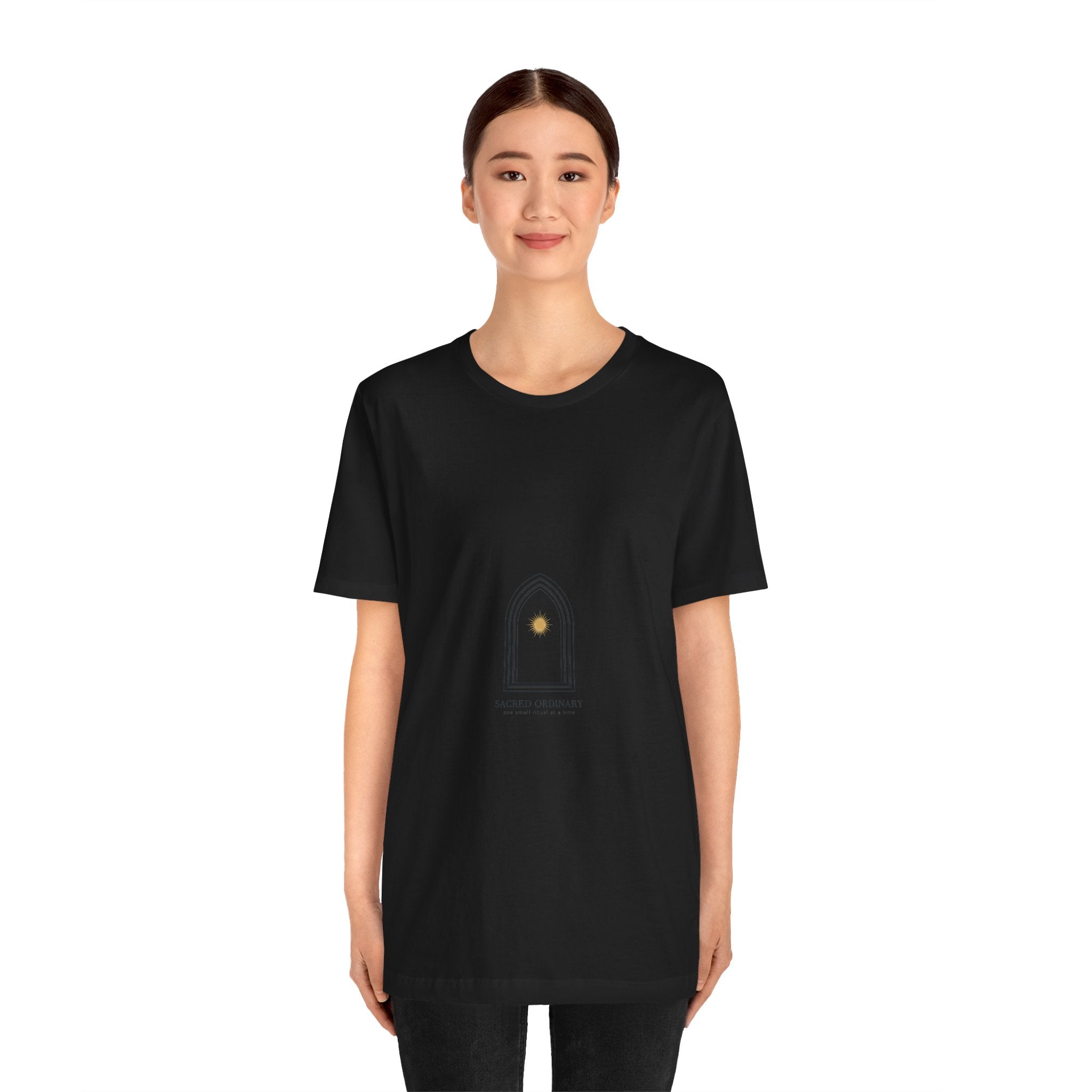 Gothic Arch Minimal Tee | Monastic Minimalism, serene typography Navy