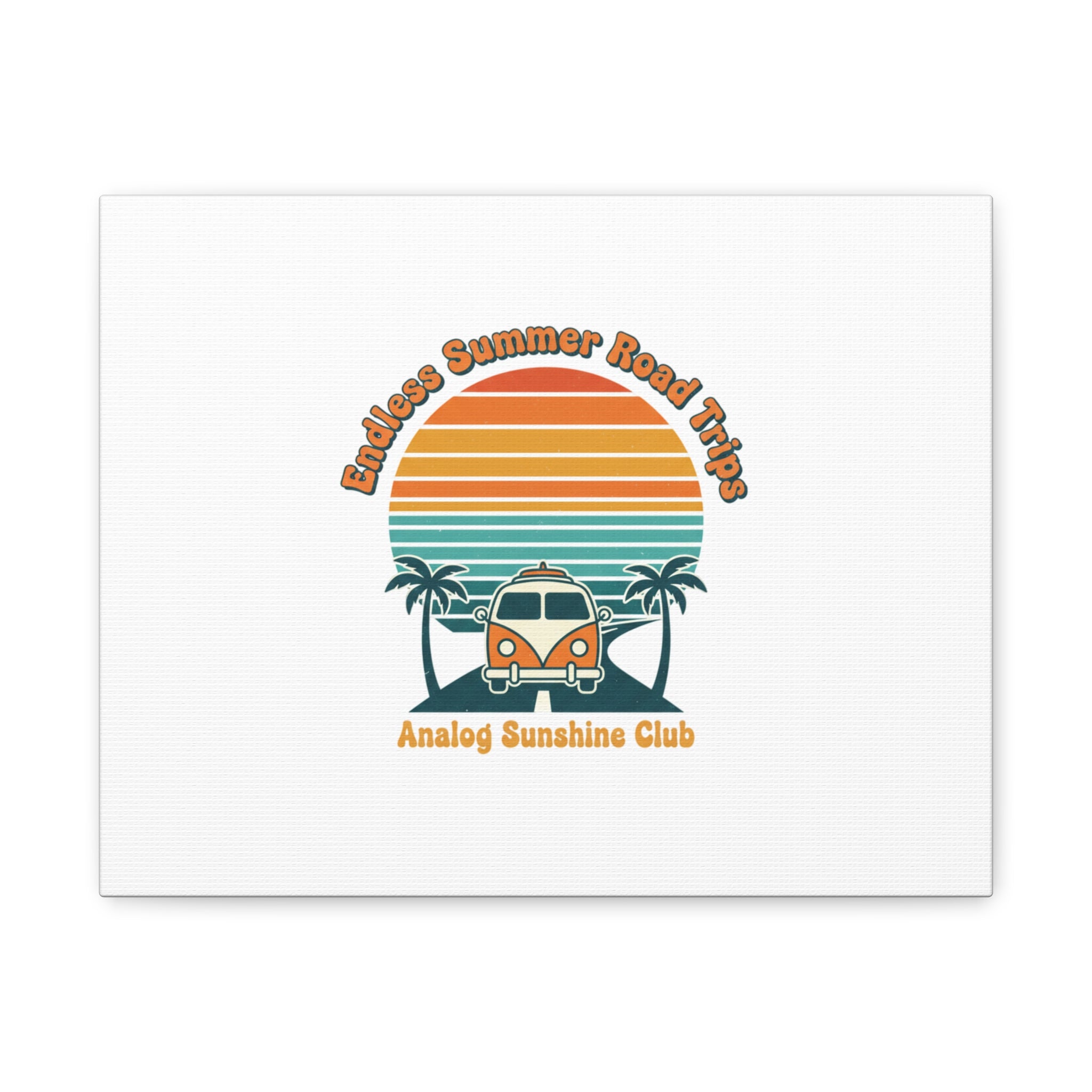 Endless Summer Road Trips Canvas | 1970s Sunset, Retro Surf Palm Art 14″ x 11″ (Horizontal) 1.25"