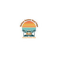 Retro VW Camper Sunset Sticker | 70s sunset, vintage palm postcard 2" × 2" White