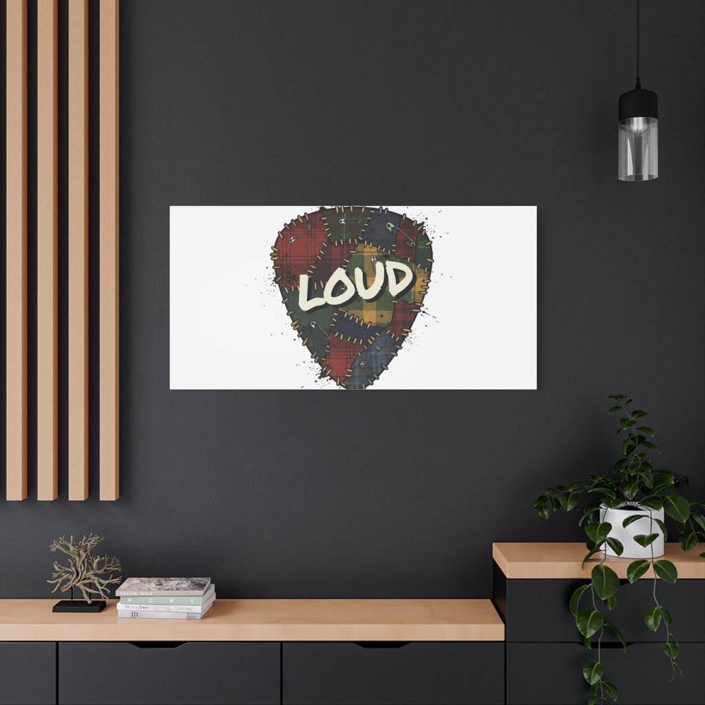 Plaid Patchwork Guitar Pick Canvas, Grunge Revival, 90s Rock Plaid Aesthetic 36" x 36" 1.25"