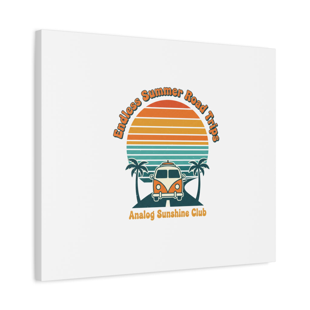Endless Summer Road Trips Canvas | 1970s Sunset, Retro Surf Palm Art 36" x 36" 1.25"
