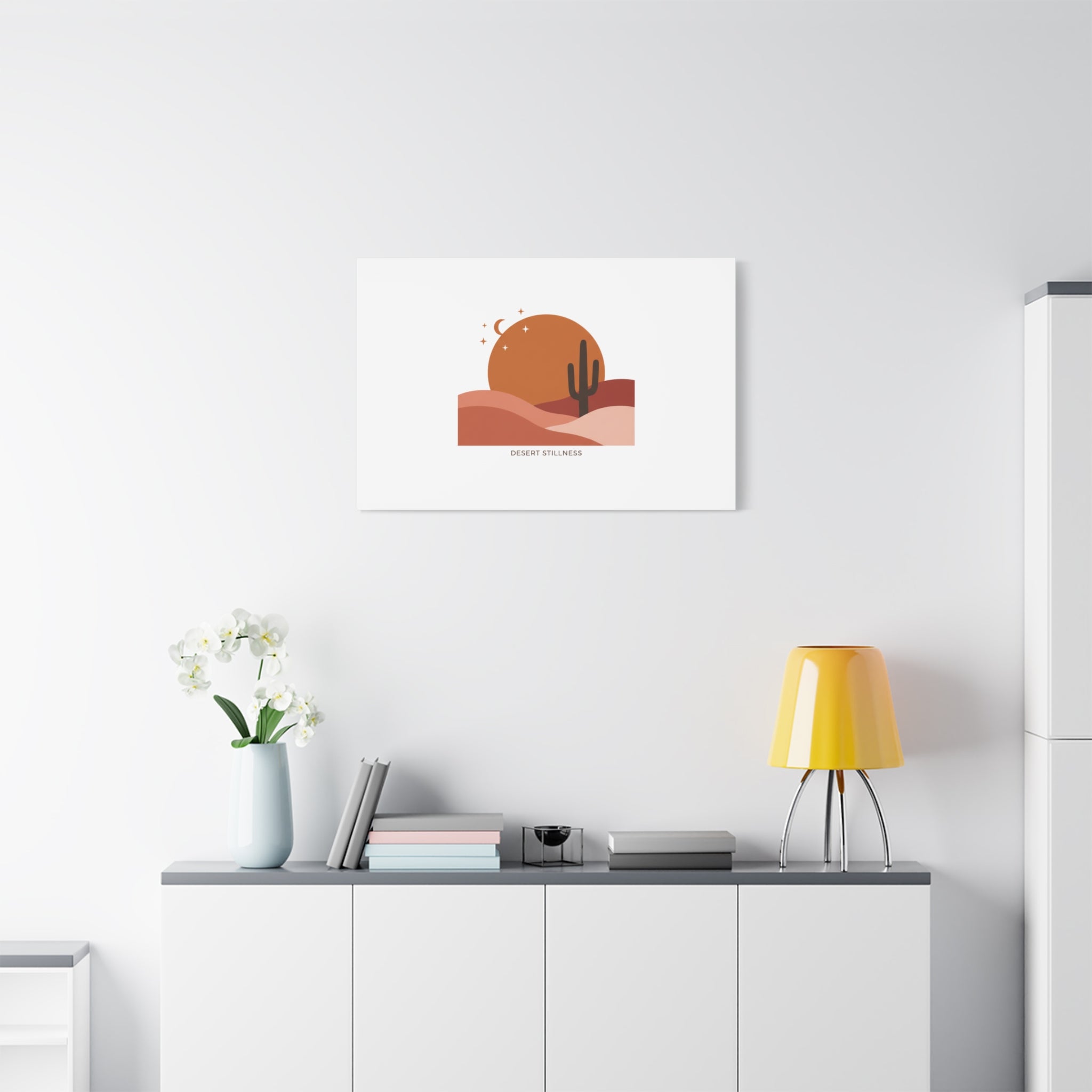 Desert Stillness Canvas, Desert Sunset Minimalist Mesa | Southwestern Art Print