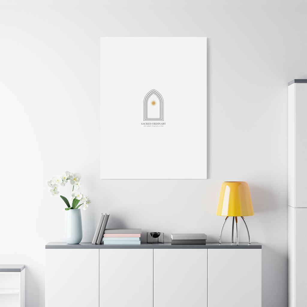 Sacred Ordinary Gothic Arch Canvas | Minimal Scripture Art, Quiet Luxury