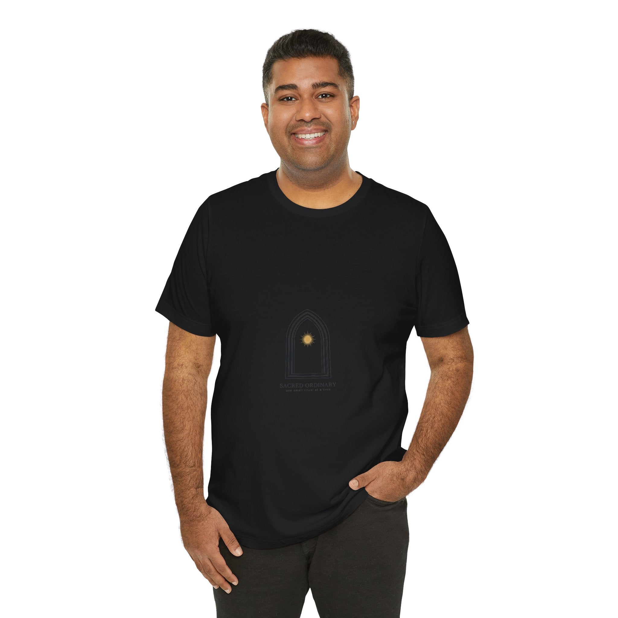 Gothic Arch Minimal Tee | Monastic Minimalism, serene typography Navy