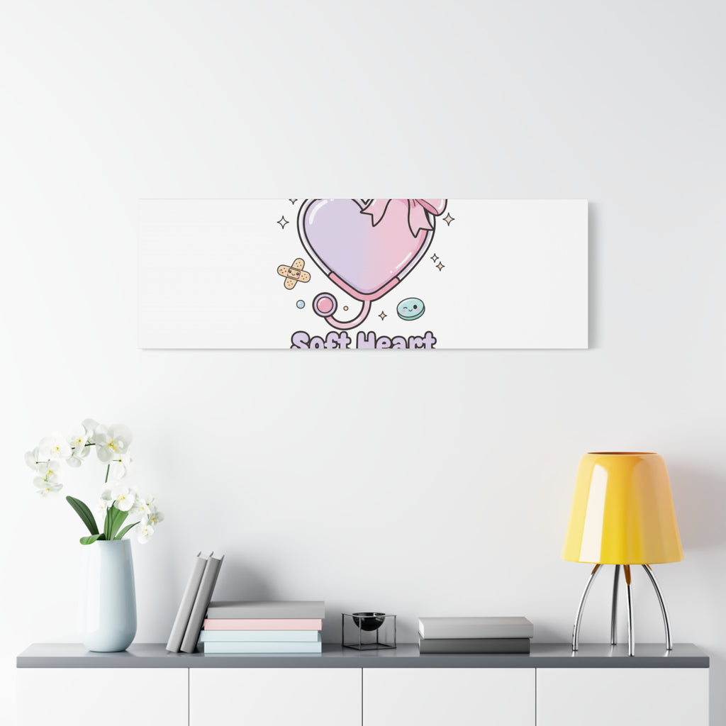 Soft Heart Strong Care Canvas, Pastel Cute Nurse Medical Art | Coquette Healthcare 36" x 36" 1.25"