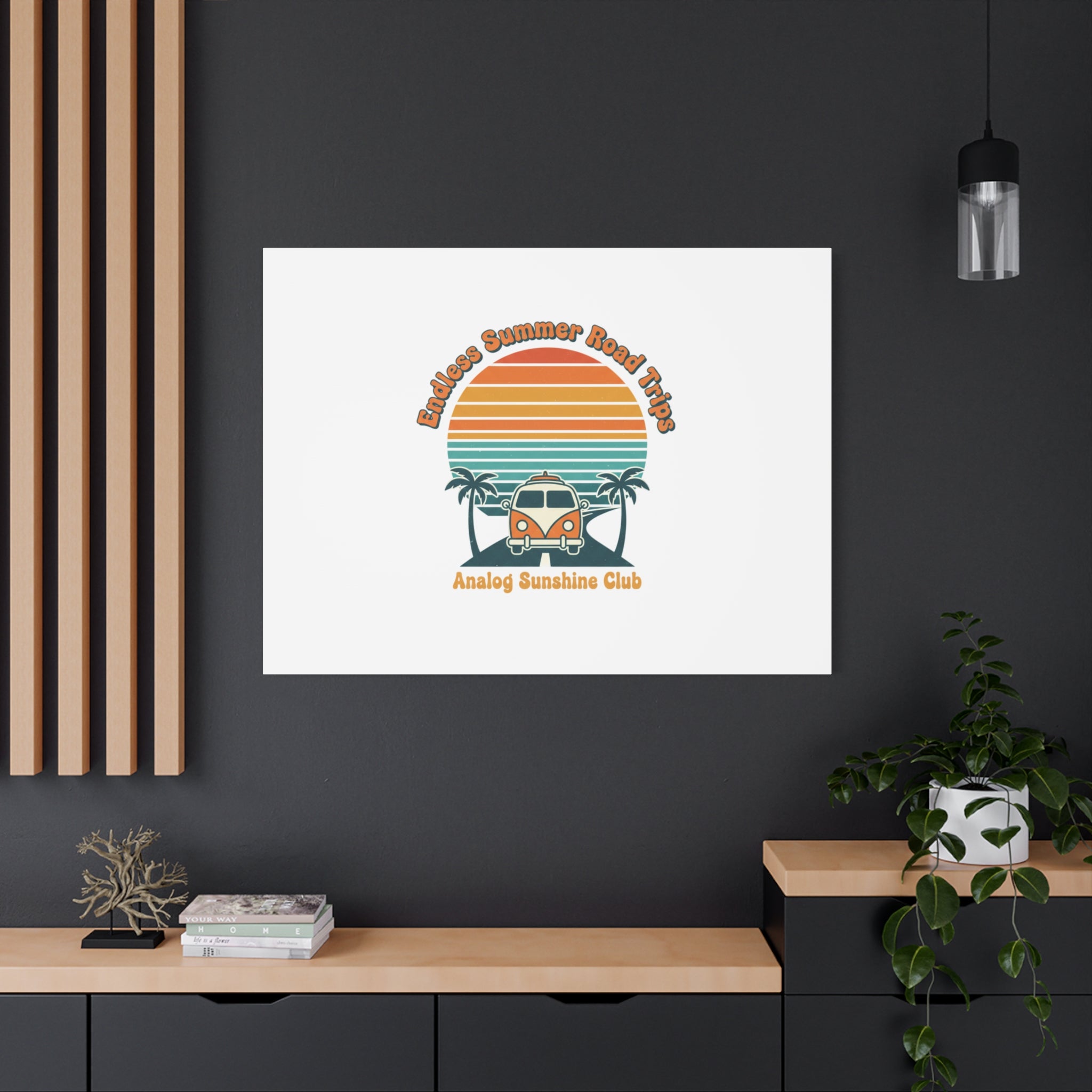 Endless Summer Road Trips Canvas | 1970s Sunset, Retro Surf Palm Art 36" x 36" 1.25"