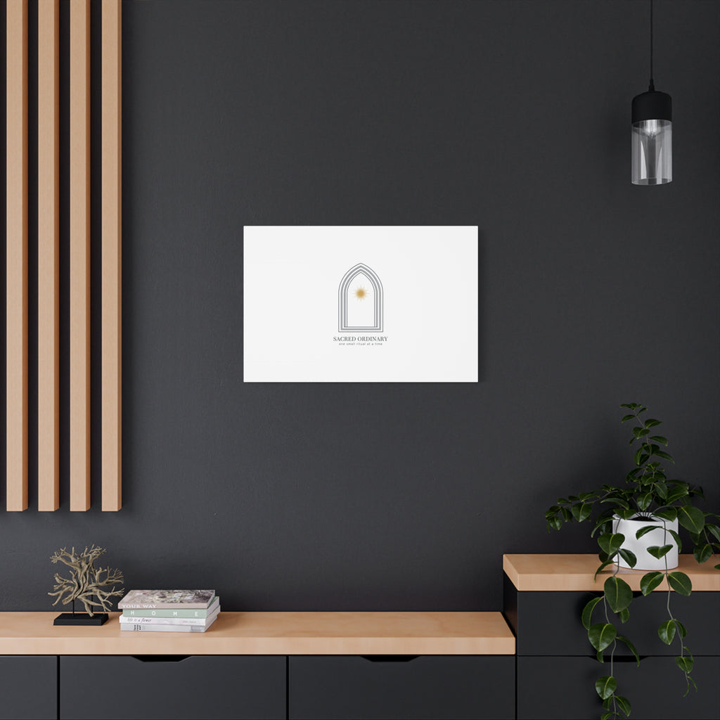Sacred Ordinary Gothic Arch Canvas | Minimal Scripture Art, Quiet Luxury