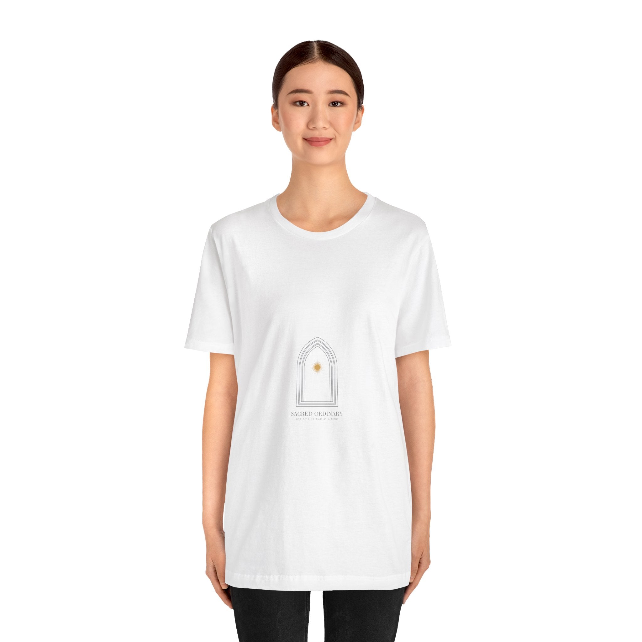 Gothic Arch Minimal Tee | Monastic Minimalism, serene typography Navy