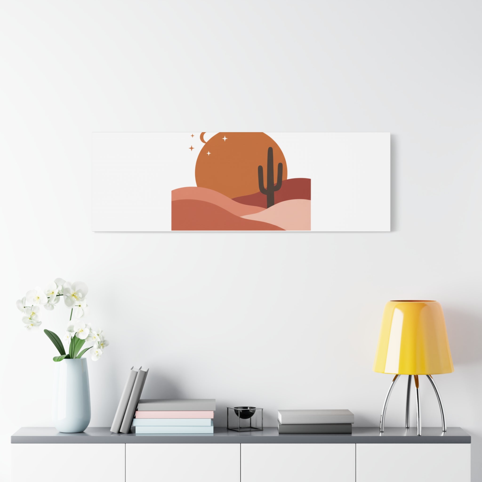 Desert Stillness Canvas, Desert Sunset Minimalist Mesa | Southwestern Art Print