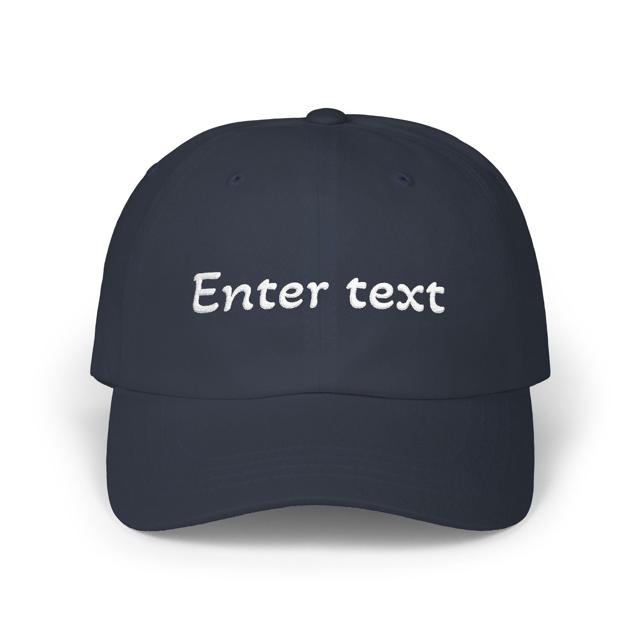Custom Script Text Dad Cap | Personalized Embroidered Baseball Hat Navy One size