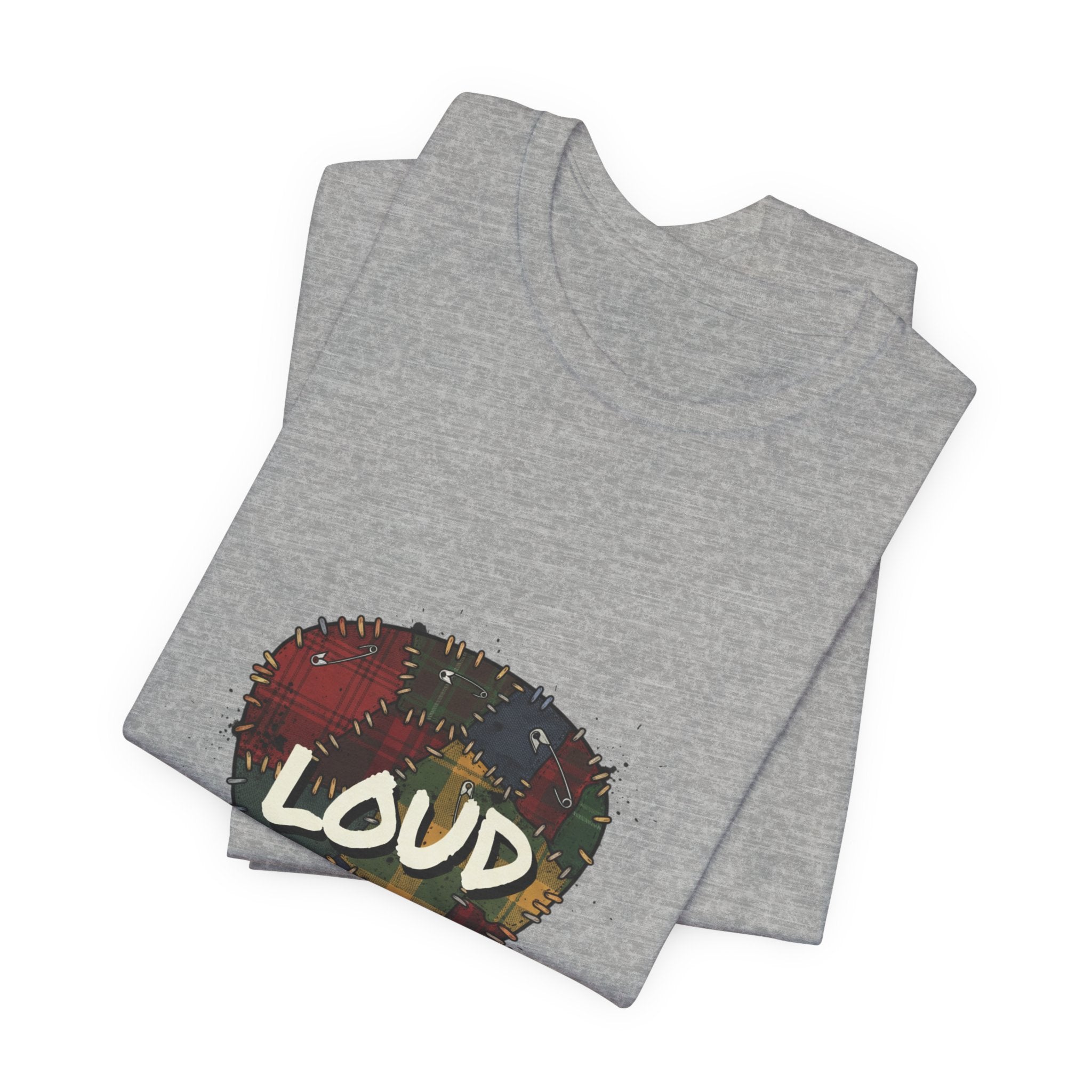 Loud Plaid Patchwork Guitar Pick Tee | Grunge Shirt, 90s Rock Revival Navy