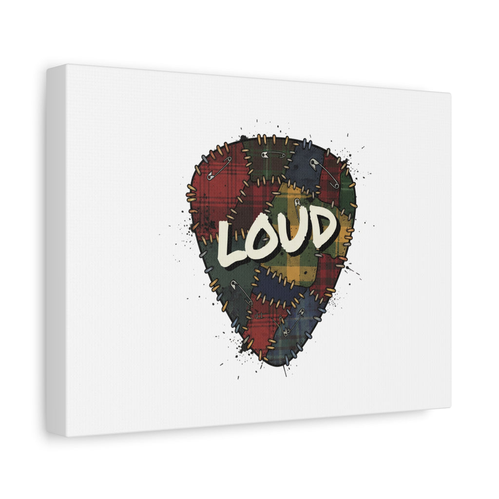 Plaid Patchwork Guitar Pick Canvas, Grunge Revival, 90s Rock Plaid Aesthetic 36" x 36" 1.25"