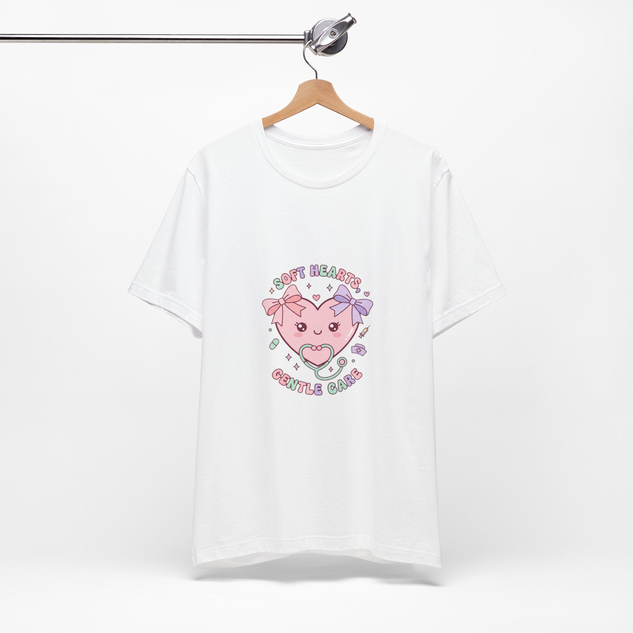 Kawaii Nurse Heart Tee | pastel healthcare design, coquette medical shirt Navy