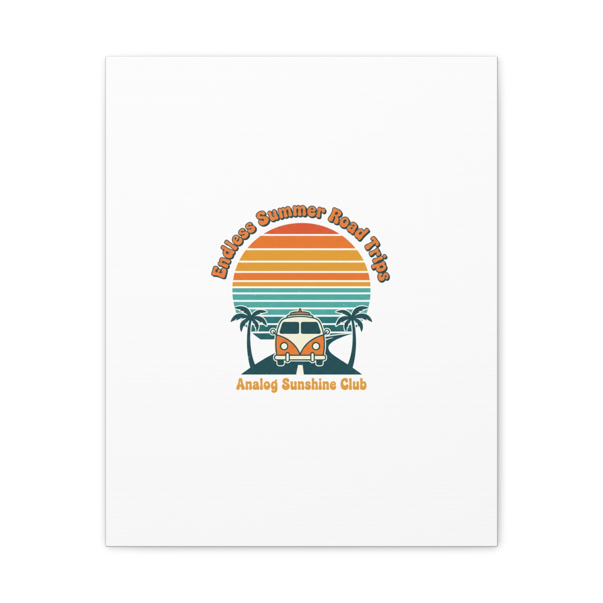 Endless Summer Road Trips Canvas | 1970s Sunset, Retro Surf Palm Art 16" x 20" (Vertical) 1.25"