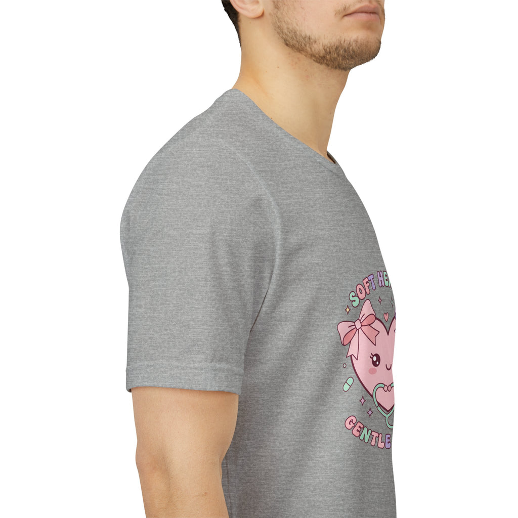 Kawaii Nurse Heart Tee | pastel healthcare design, coquette medical shirt Navy