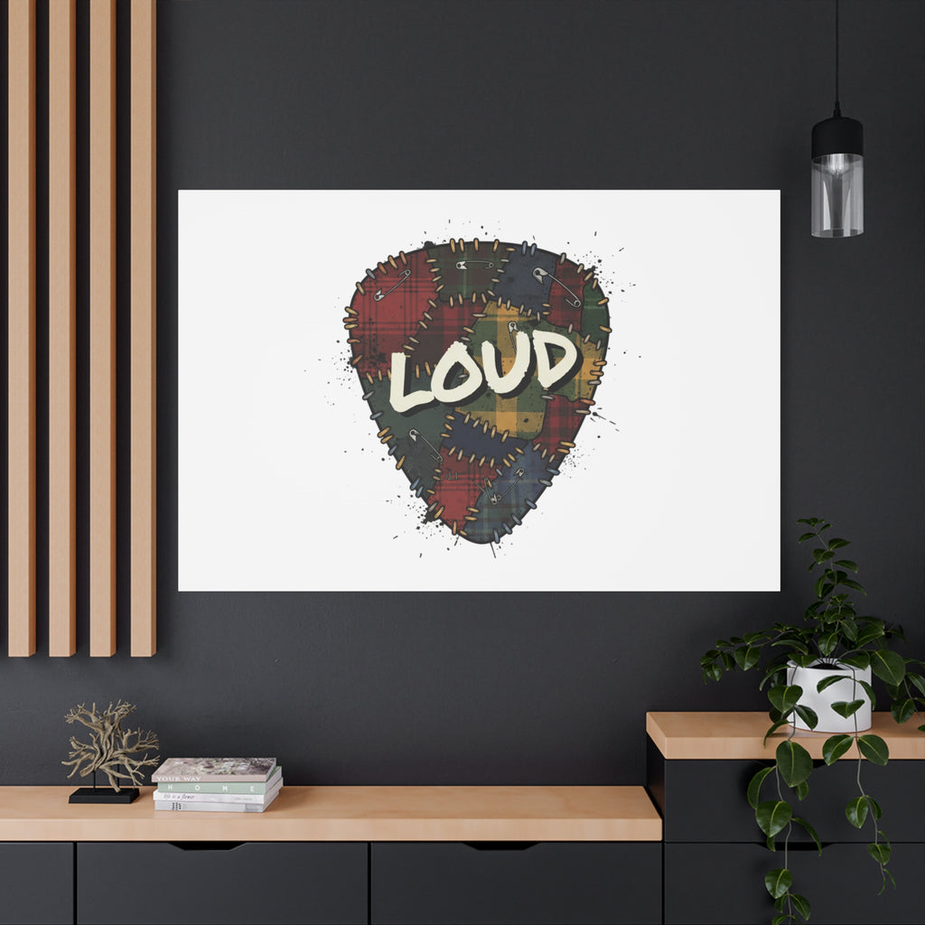 Plaid Patchwork Guitar Pick Canvas, Grunge Revival, 90s Rock Plaid Aesthetic 36" x 36" 1.25"
