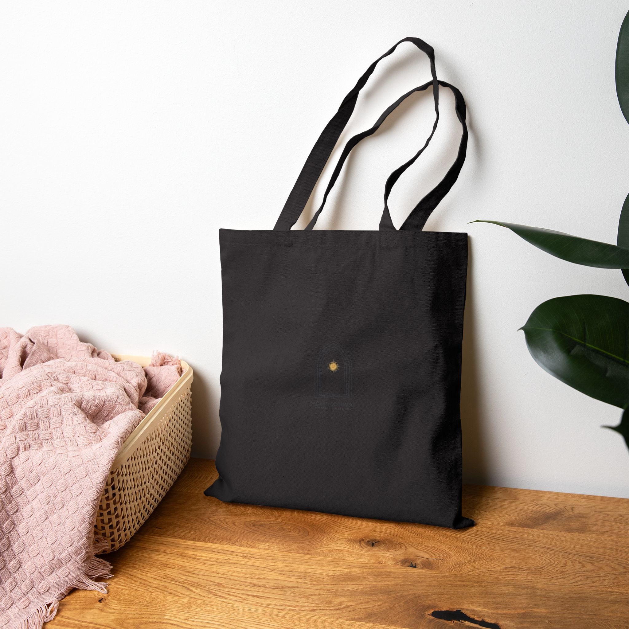 Gothic Arch Minimal Tote | Monastic Minimalism, Scripture Micro-Text